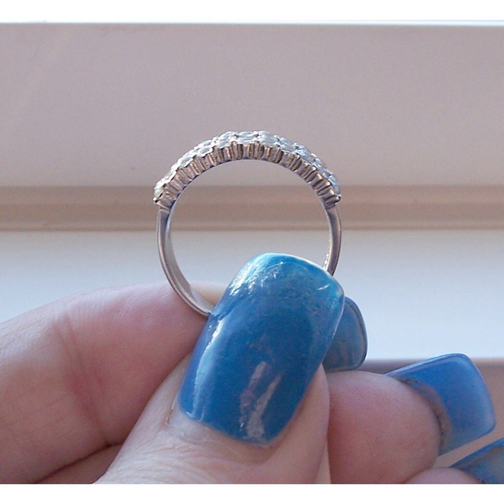 STAINLESS STEEL Round & Baguette. Cubic Zirconia Band Ring - Picture 8 of 14